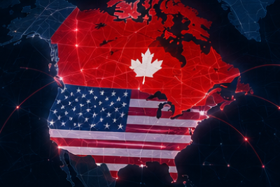 North America map showing Canada and United States